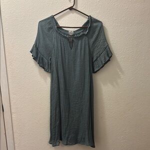 NAIF Blue Midi Sundress with Ruffled‎ Flutter Sleeves